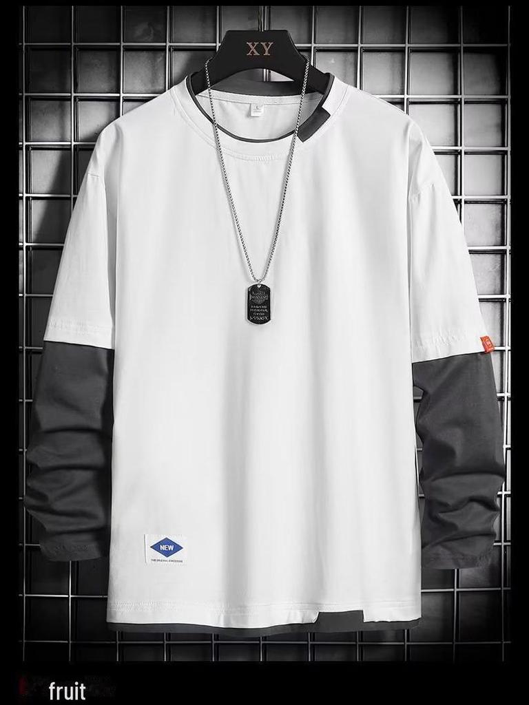 Men's Trendy Loose Long Sleeve T-Shirt for Spring and Autumn - New Summer Short Sleeve Base Layer