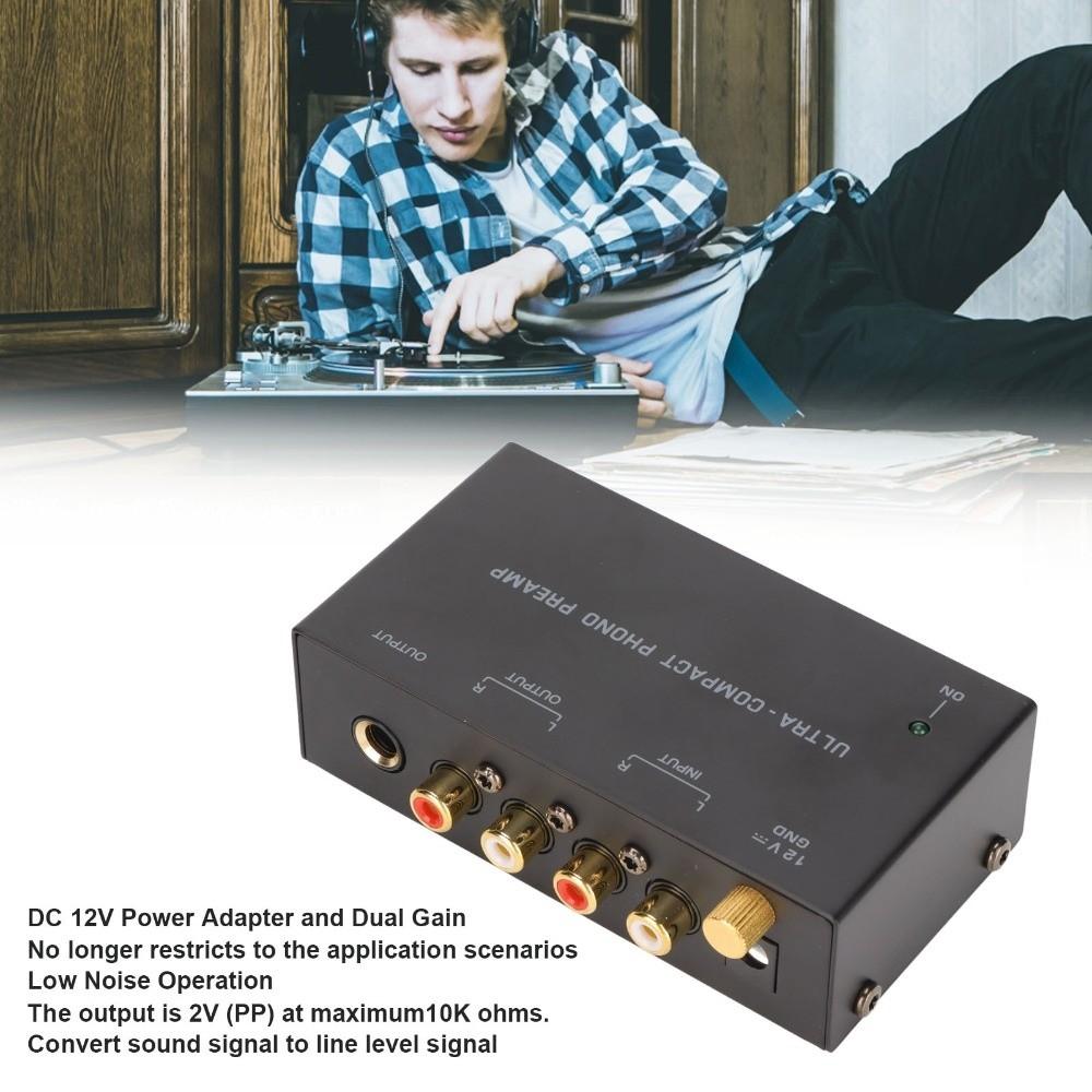 Low Noise PP400 Phono Turntable Preamp Phono Preamplifier for US Plug Convert Phono Codes