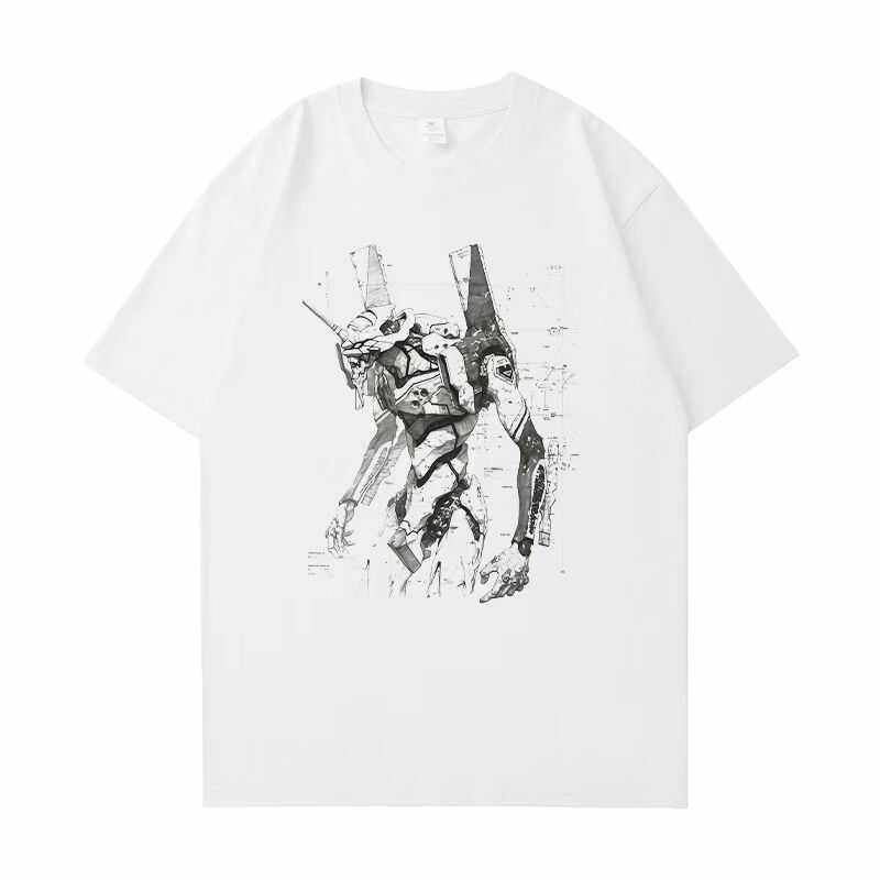 EVA Anime Shortsleeved Unit01 Asuka Tshirt 2026 Summer New Mecha Pure Cotton Offtheshoulder Top for Unisex and Women