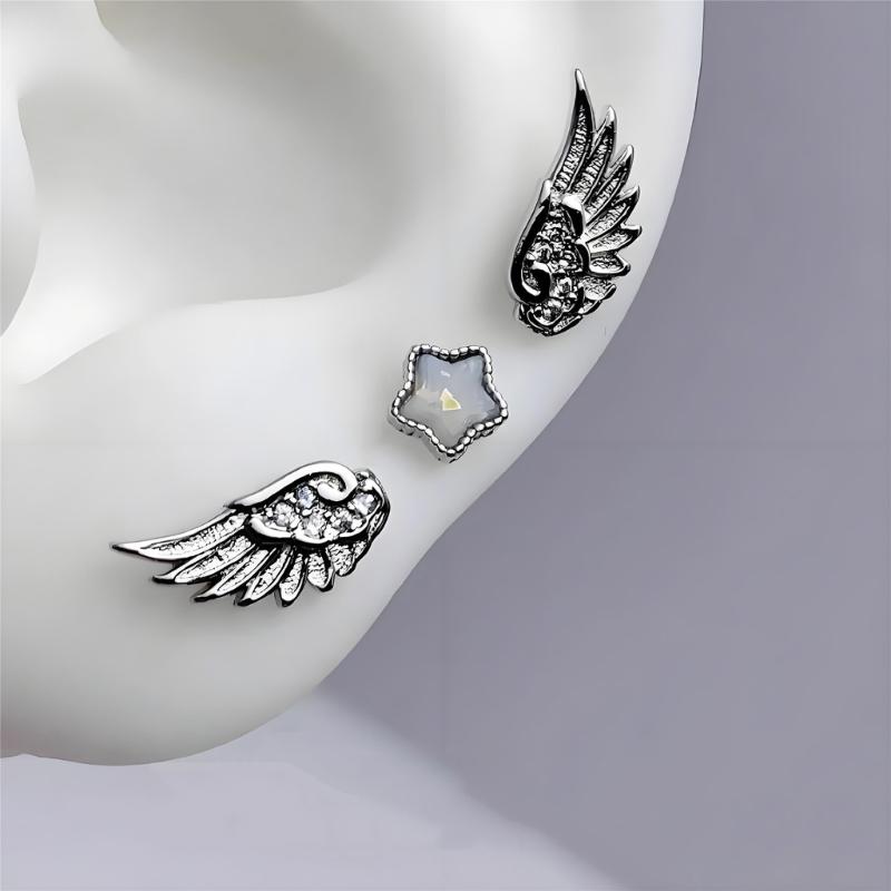Lightweight Comfortable Star Angel Wing Studs Earrings Stylish Ear Accessories for Daily Wear Travel and Gifting