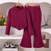 Girls' Fashion Set: Fall/Winter Children's Casual Long-Sleeve Top and Flared Pants Two-Piece Set
