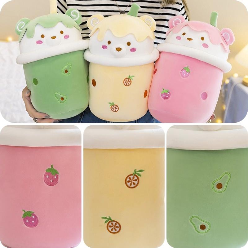 Cute Plush Milk Tea Bear Toy Pillow For Kids And Adults Soft And Cuddly