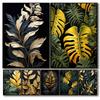 Black And Gold Texture Various Leaves Poster Print Canvas Painting Modern Wall Art HD Picture for Living Room Home Decor Gifts