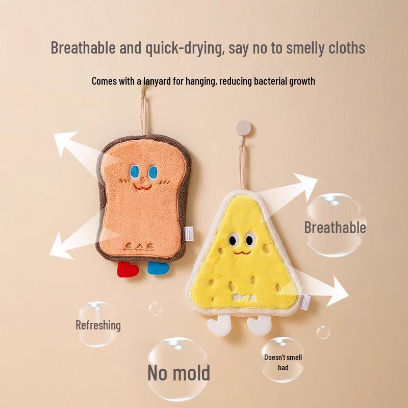Free Shipping: Korean Style Cartoon Hand Towel - Absorbent, Quick-Drying Coral Fleece for the Kitchen