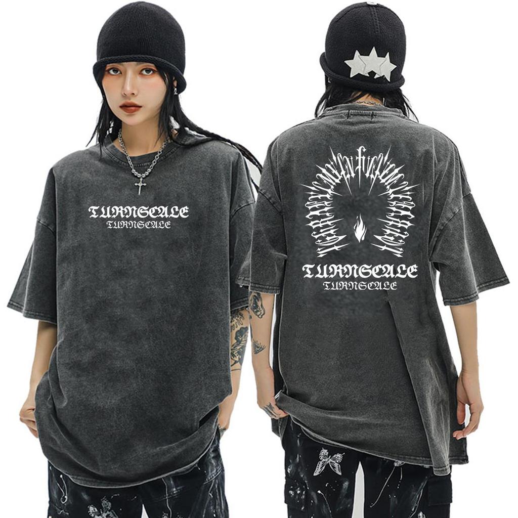 2026 100% Cotton Acid Washed Vintage Short Sleeve T Shirt Front and Back Printing Streetwear HipHop Harajuku Oversized T Shirts