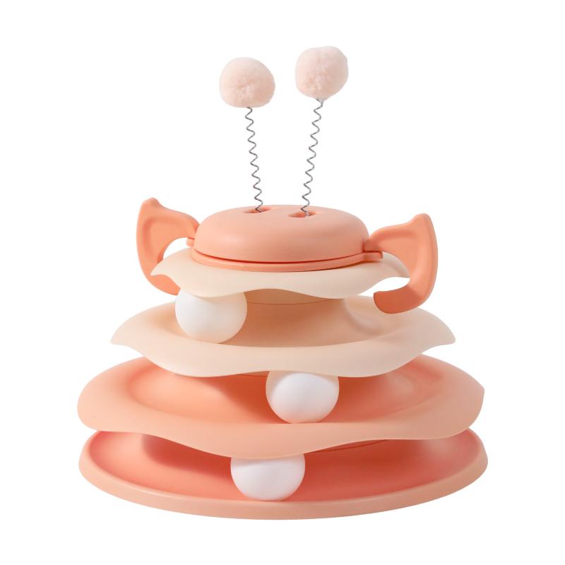 3-stöckiger Katzenspielturm Drehteller Rollkugelspielzeug Interaktives Intelligenz-Trainingsbahn Puzzle Lustige Spiele Zubehör