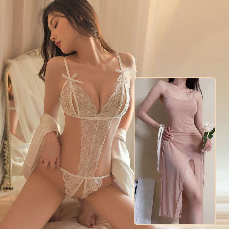 Lingerie Tentazione in Pizzo a Tre Punti Taglie Forti - Vestaglia Sexy da Notte