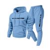 Men's Casual Solid Color Letter-printed Sweatshirt Set, Men's Fleece Hooded Drawstring Sweatshirt And Sweatpants Two-piece Set