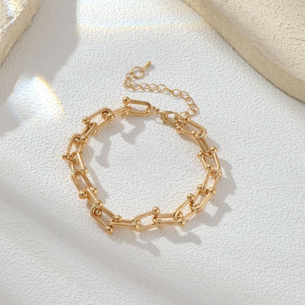 Design Unique Geometric Minimalist Ushaped Horseshoe Buckle Chain Necklace Bracelet