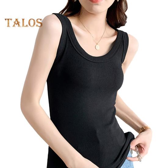 

Летний женский жилет с круглым вырезом, вязаный сплошной цвет, без рукавов, высокоэластичная нить, облегающий бесшовный спортивный зал для занятий спортом, повседневная внешняя внутренняя одежда, майка чёрный