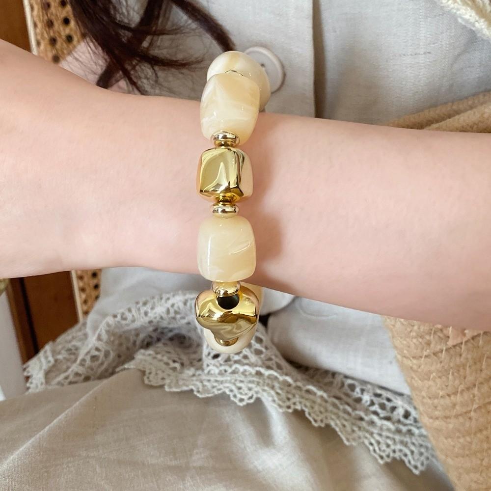 Europe American Style Beads Acrylic Bangle Smudging Retro Hand Ring Irregular Bracelet Gift