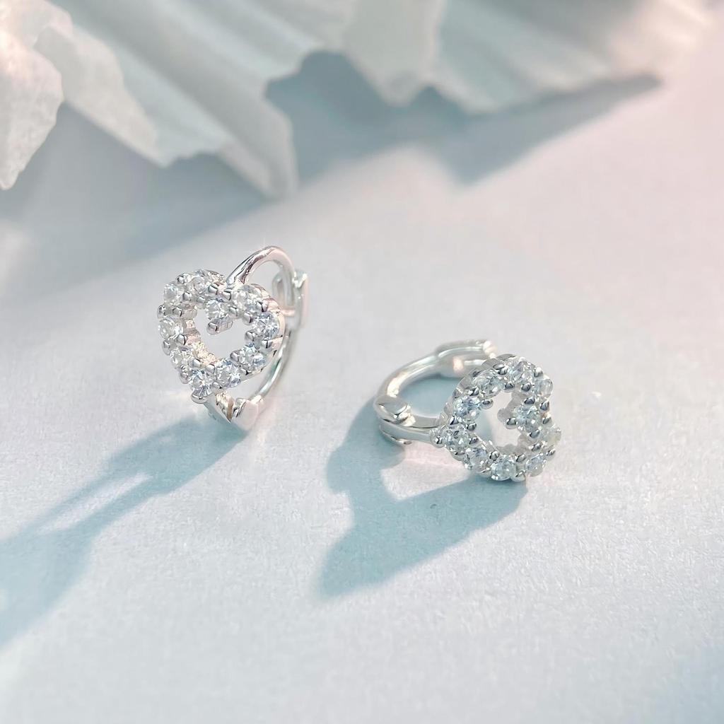 Light Luxury Unique Love Full Diamond Earrings S925 Sterling Silver Earrings, Sweet Girly Style Holiday Wear Versatile Ear Buckles 2026