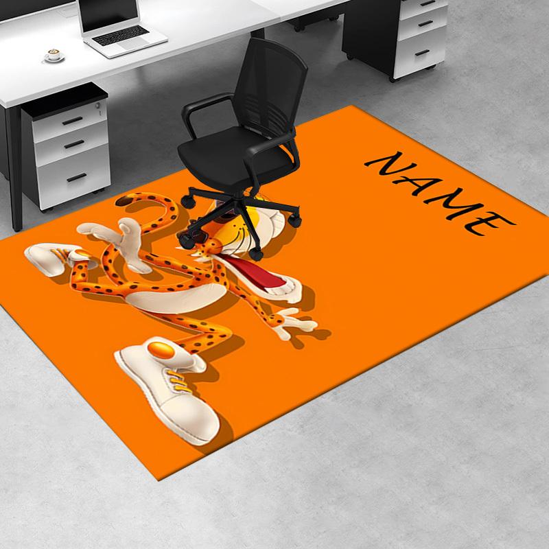 Cheetah, Cool, Orange Office Carpet Soft Polyester Entrance Carpet Washable Non Slip Machine Washabl