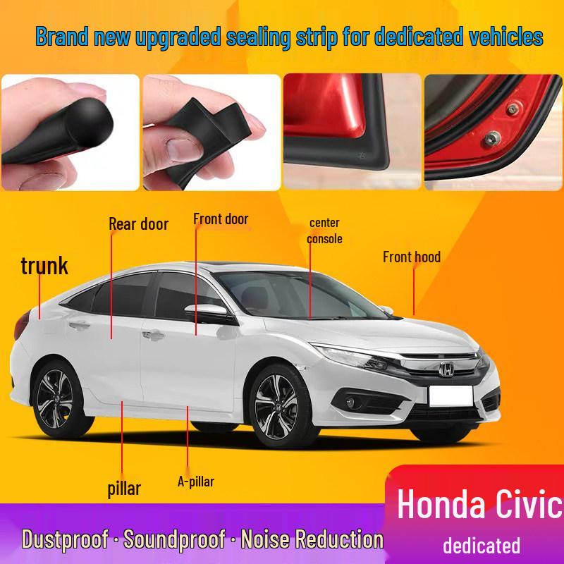 

Резиновая уплотнительная и шумоизоляционная полоса двери для Honda Civic восьмого-десятого поколений - Пыле- и влагозащитная. Ninth Gen Civic [12-15] + 4-Door Package