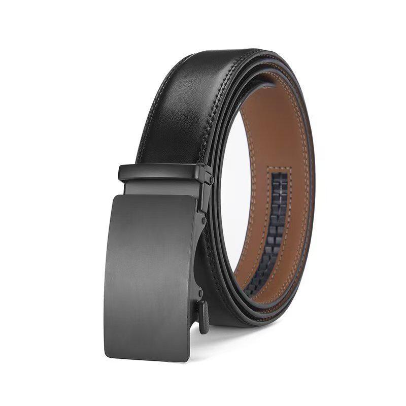 Men s Genuine Leather Business Belt with Automatic Buckle - Simple and Versatile Design 120 cm
