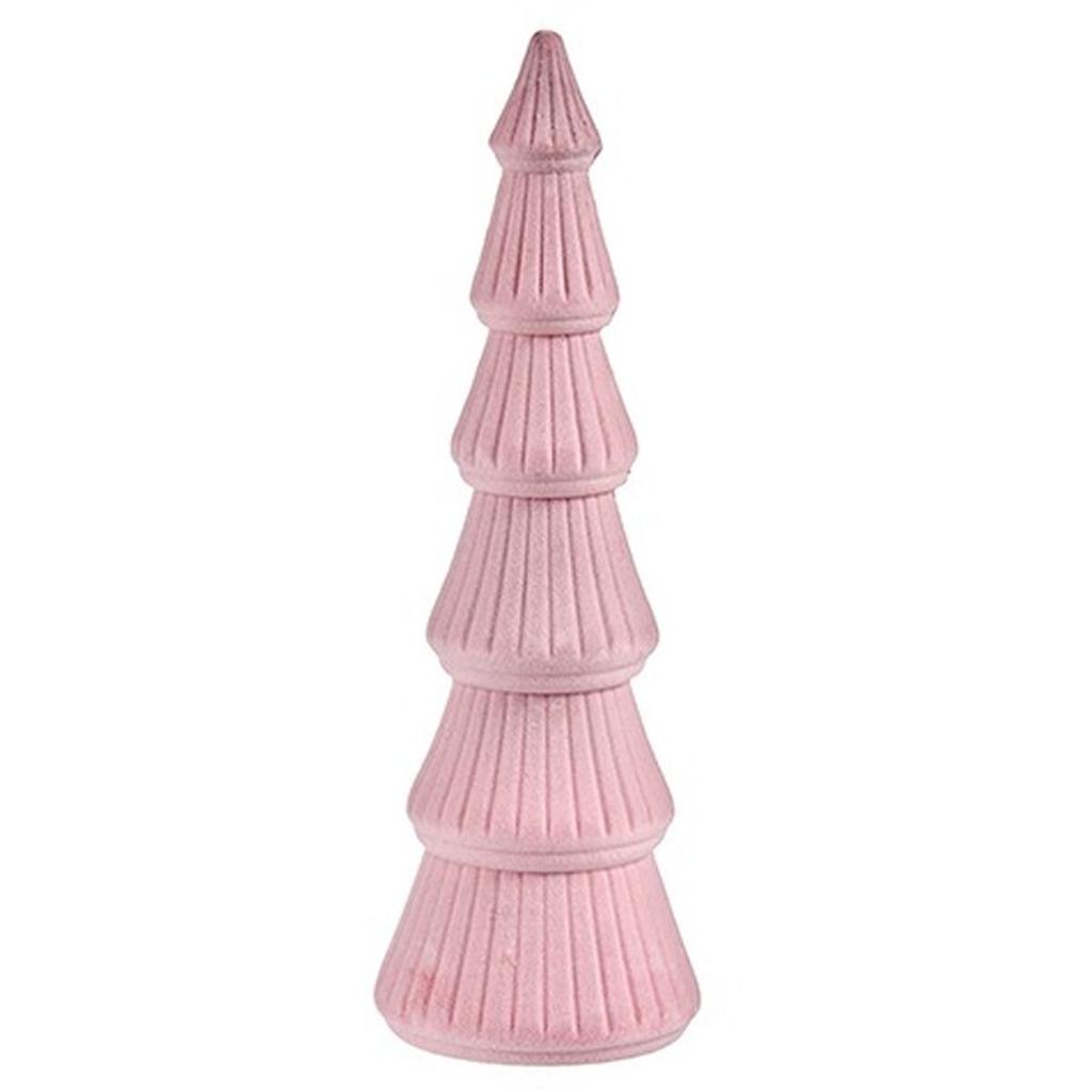 Christmas Tree Velvet Pink Wood 12 X 34.5 X 12 Cm (8 Units)