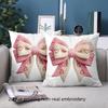 1 Pieces Pink Bow with Hearts 2D Printed Cushion Covers Polyester pillowcase, sofa decorative cushion cov Headboard Pillow