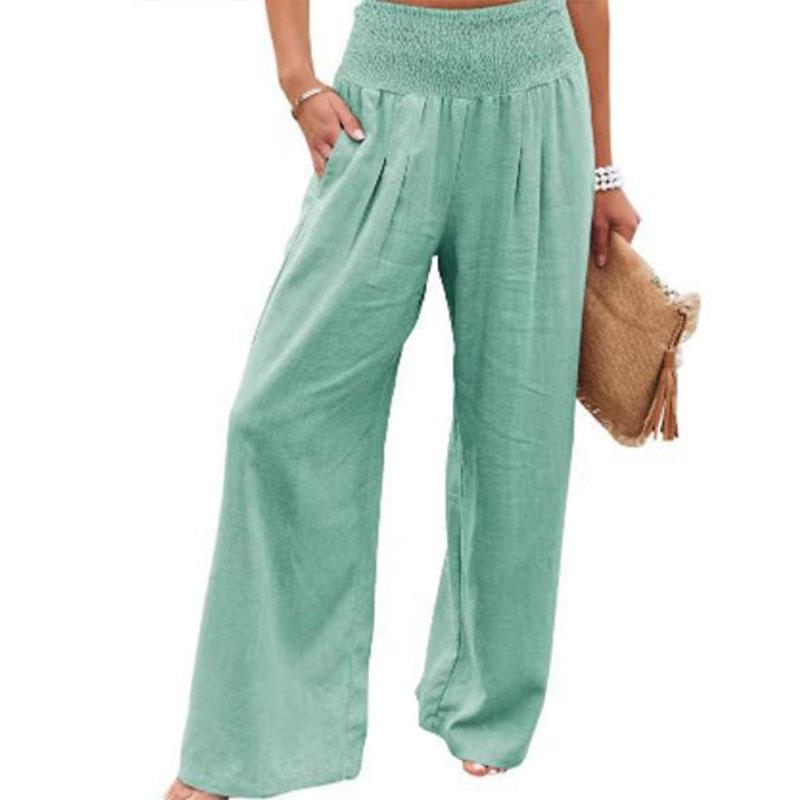 Jarní a letní dámské ležérní kalhoty Široké kalhoty Ležérní vítr Kalhoty do středního pasu