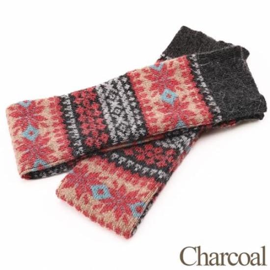 Nordic Pattern Leg Warmers Ankle Warmers Warm Socks Snow Snowflake Knit Warm Cold Protection Outdoor Cute Stylish [NOPNOP] Women's (1, Charcoal)