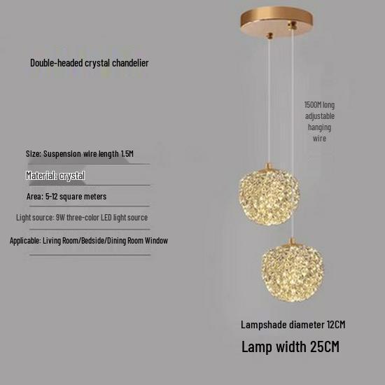 Luxury Crystal Pendant Light: Elegant Wrought Iron Hallway & Entrance Wall Lamp