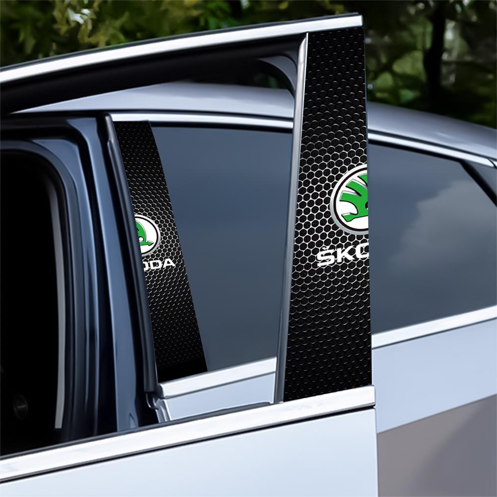 2Pcs Car Center Pillar Stickers BC Column Protective Decals For Skoda Rapid Fabia Octavia Roomster Yeti Superb VRS Scala Kodiaq Zao466