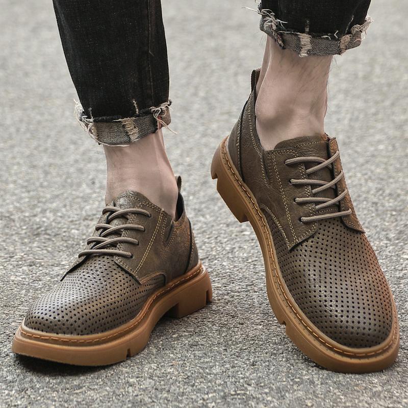 Mode Outdoor Sicherheitsschuhe Atmungsaktive Echtes Leder Arbeitsschuhe Handgefertigte Lässige Oxford Schuhe Schnürschuhe Herren Verschleißfeste Schuhe