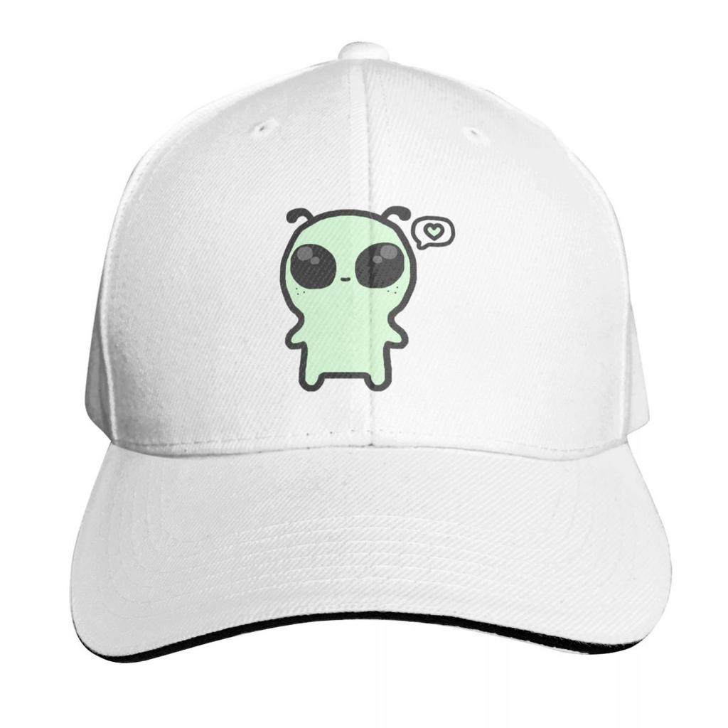 Cute green alien Baseball Cap Cotton Twill Breathable Contrast Two Tone Brim Snapback Flat Bill