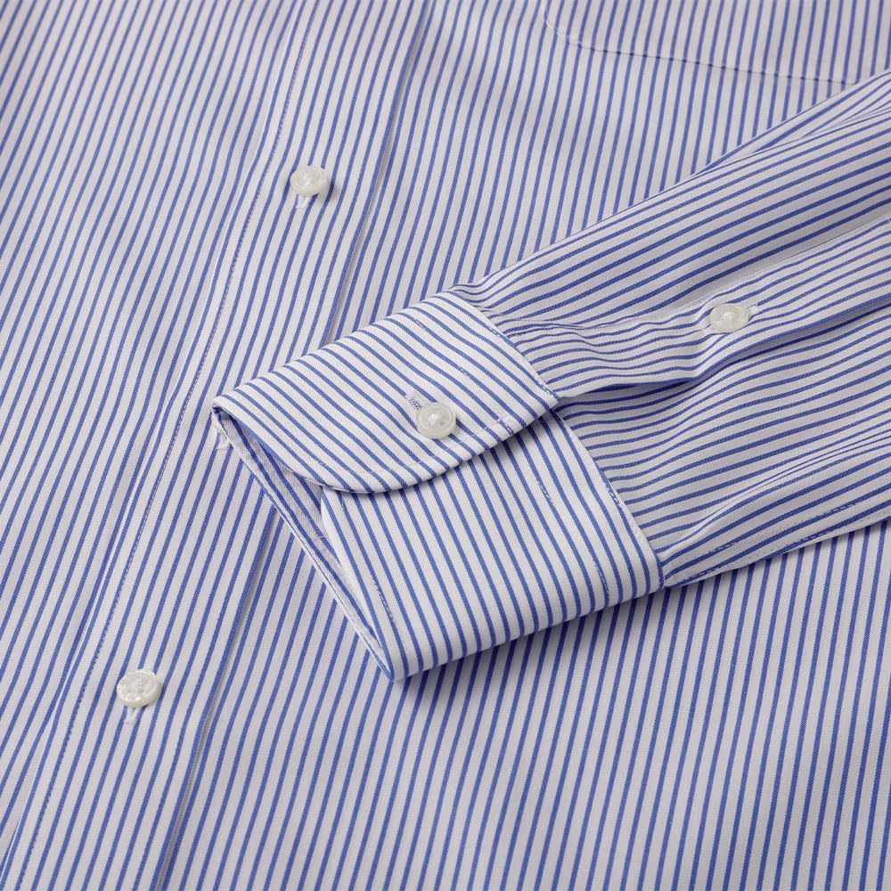 HITOYOSHI Easy Care Shirt Long Sleeve 10 Sizes Hitoyoshi Dress Shirt Cotton LB-B3 [Button Down/Blue Stripe/40-82] Men's 100%