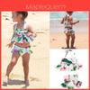 Charmante 2-delige Meisjes Ruches Bloemen Bikini Set Met Schattig Flamingo Ontwerp