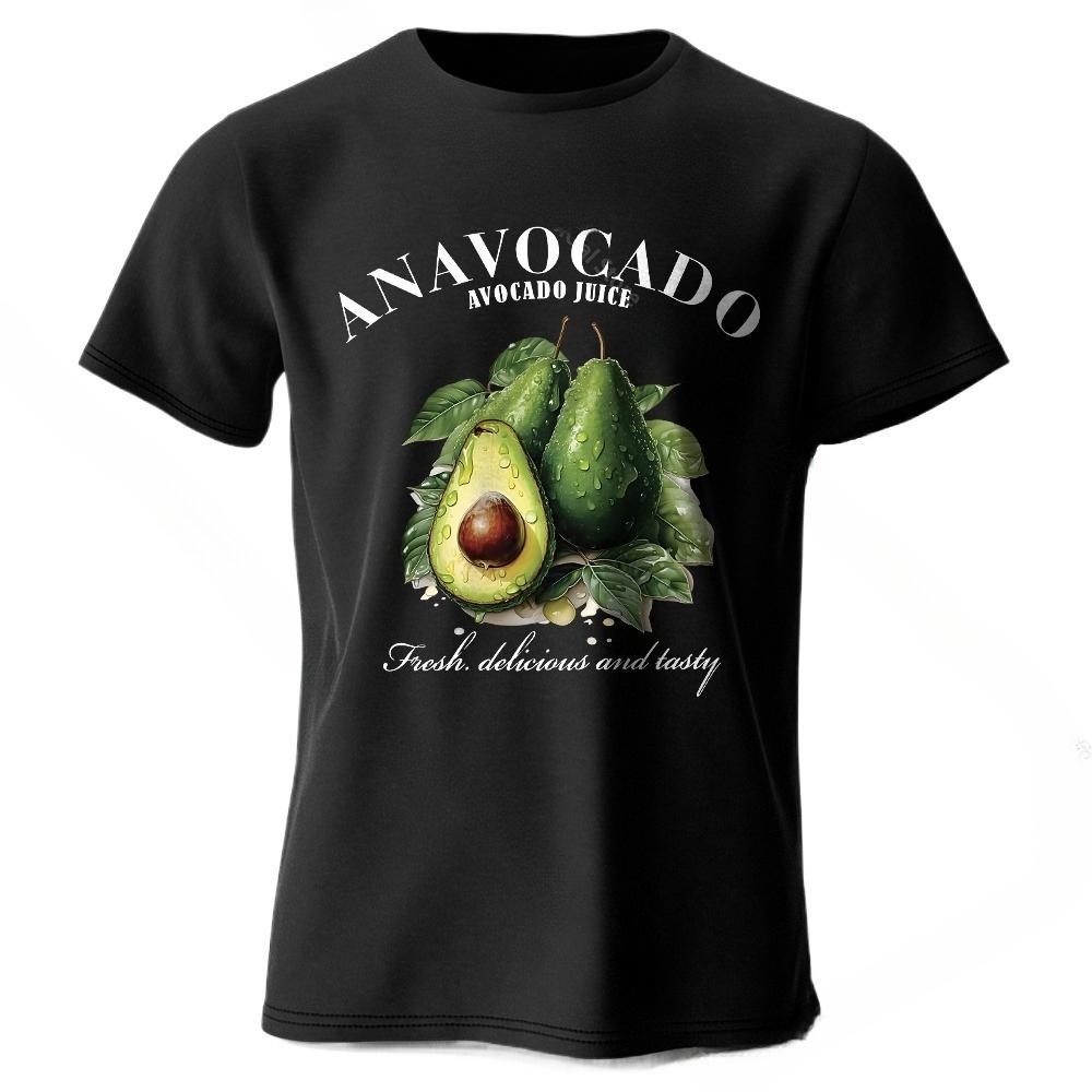 100% Cotton Fresh Avocado Tee - Minimalist Fruit Design Soft Comfortable Basic for Casual Every