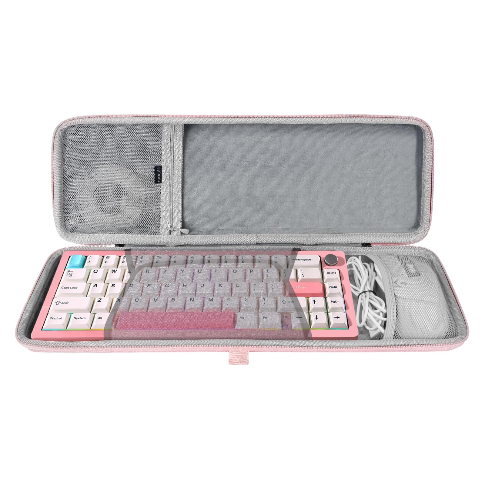 

Geekria Keyboard and Mouse Combo Hard Shell Travel Carry Bag for 68 Key Compact Compatible with YUNZII RK ROYAL KLUDGE R65 65% Case, Keyboard, AL66, рожевий