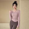 Spring Quick-drying Sexy Yoga Top Women with Chest Pad Sports Long-sleeved Professional Running Training Fitness Clothing 1011 New