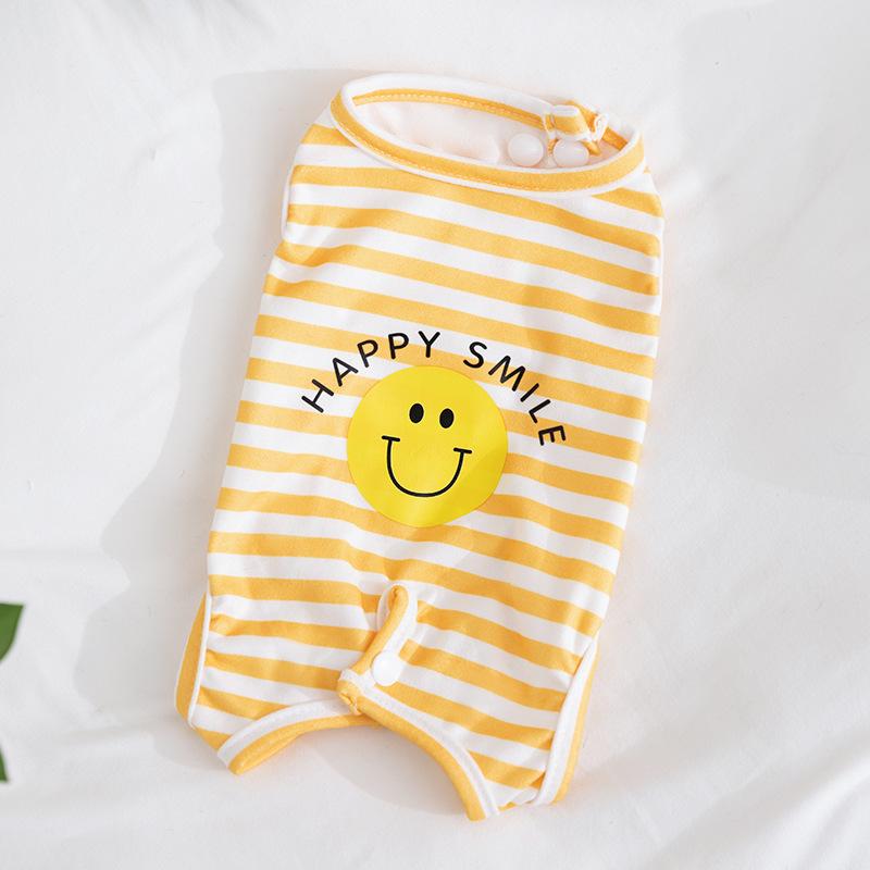 

Одежда для собак милая форма банан смайлик удобная без рукавов сумка на животе весна и лето тонкая защита живота одежда для кондиционера XXL (recommended weight 15-10kg)