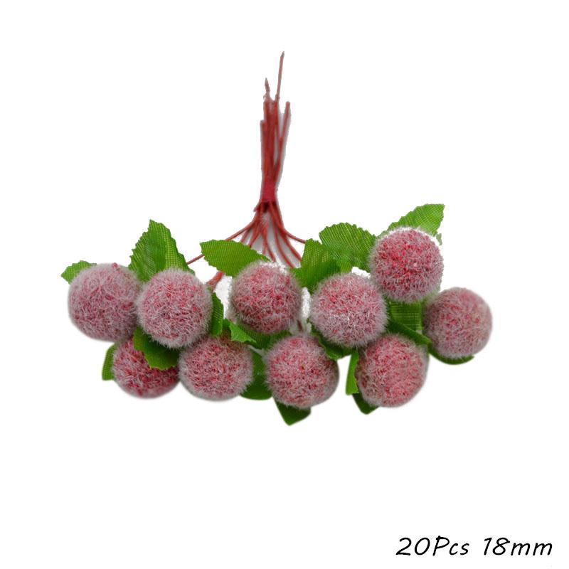 Red Theme Artificial Flower Cherry Stamen Berries Bundle DIY Christmas Decoration Wedding Cake Gift Box Wreaths Xmas Decor