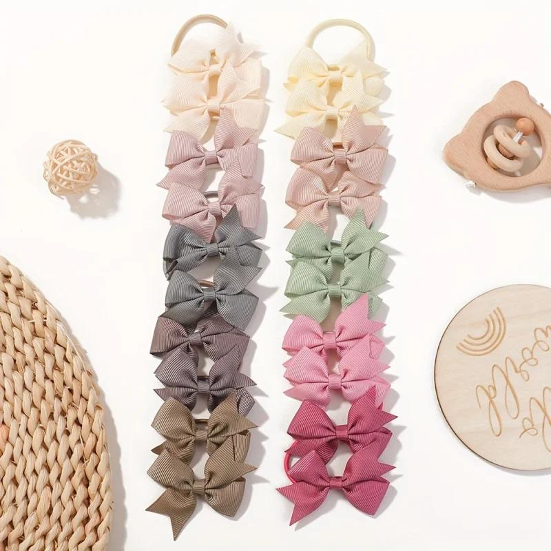 20Pcs/lot 2.1inch Lovely Bowknot Hairband Ribbon Head Rope for Girls Boutique Headwear Kids Hair Accessories Gifts