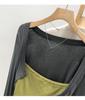 Women's Lyocell Tencel Patchwork Long Sleeve Waist-Cinching Top (Spring 2026 Collection)