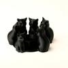 Schwarzer Katzenring Kerzenhalter Sitzendes Design 3D Gedruckter Kerzenständer Halter 6 Stück Set Stilvolle Akzente Katzen Verzierung