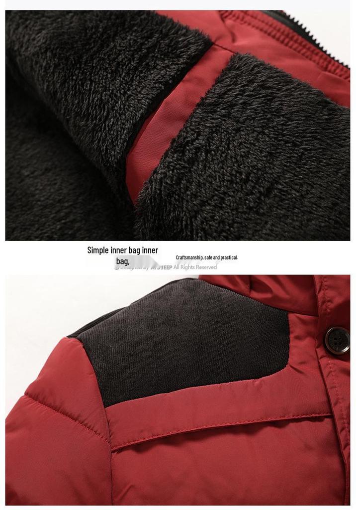 Men's Winter Thick Hooded Jacket with Fur Collar - Warm, Loose, Casual Outdoor Top