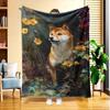 1pc of Forest Fox Flannel Blanket, High-definition Digital Print, All-season Use, Sofa Throw, Skin-friendly Soft 100% Polyester, the Perfect Gift for 