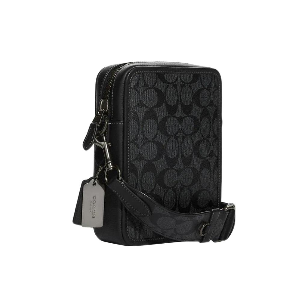 Coach Sullivan 17 Klassische Monogramm-Prägung Reißverschluss Multifunktionale Tasche Kieselstein-Leder Beschichtetes Canvas Umhängetasche Klein CC009-QBMI5