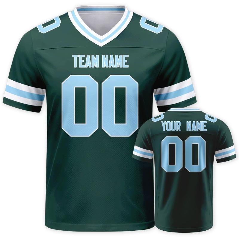 Personalized Green American Football Shirt, Custom Football Jersey with Team Name Number, Game Day Gift for Men Women Kids