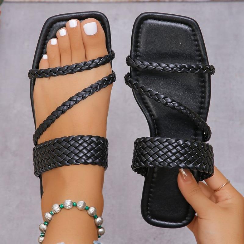 

Fashion Sandals Women Beach Ladies Summer Casual Retro Colour Blocking Beach Non Slip Outside Wear Large Size Soft 36 чёрный