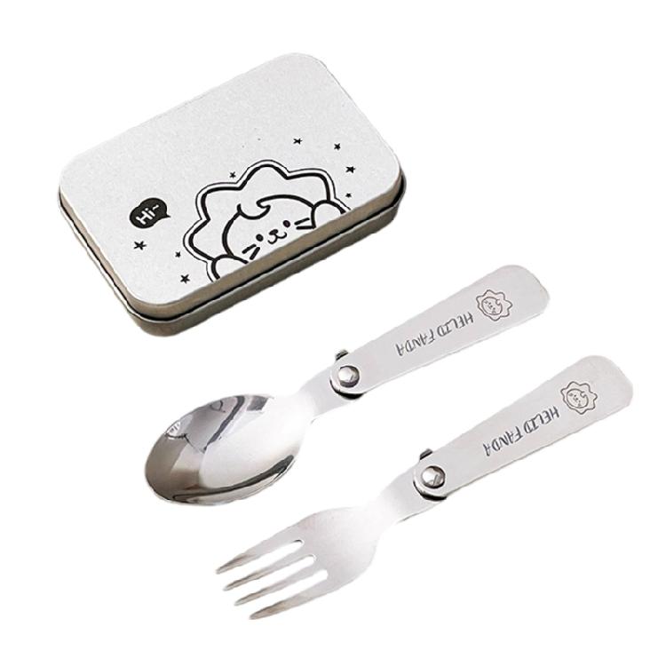 Ensemble cuillère fourchette en métal Portable Pliant Pique-niques Couverts Léger Vaisselle Ustensiles de voyage avec boîte de rangement Durable