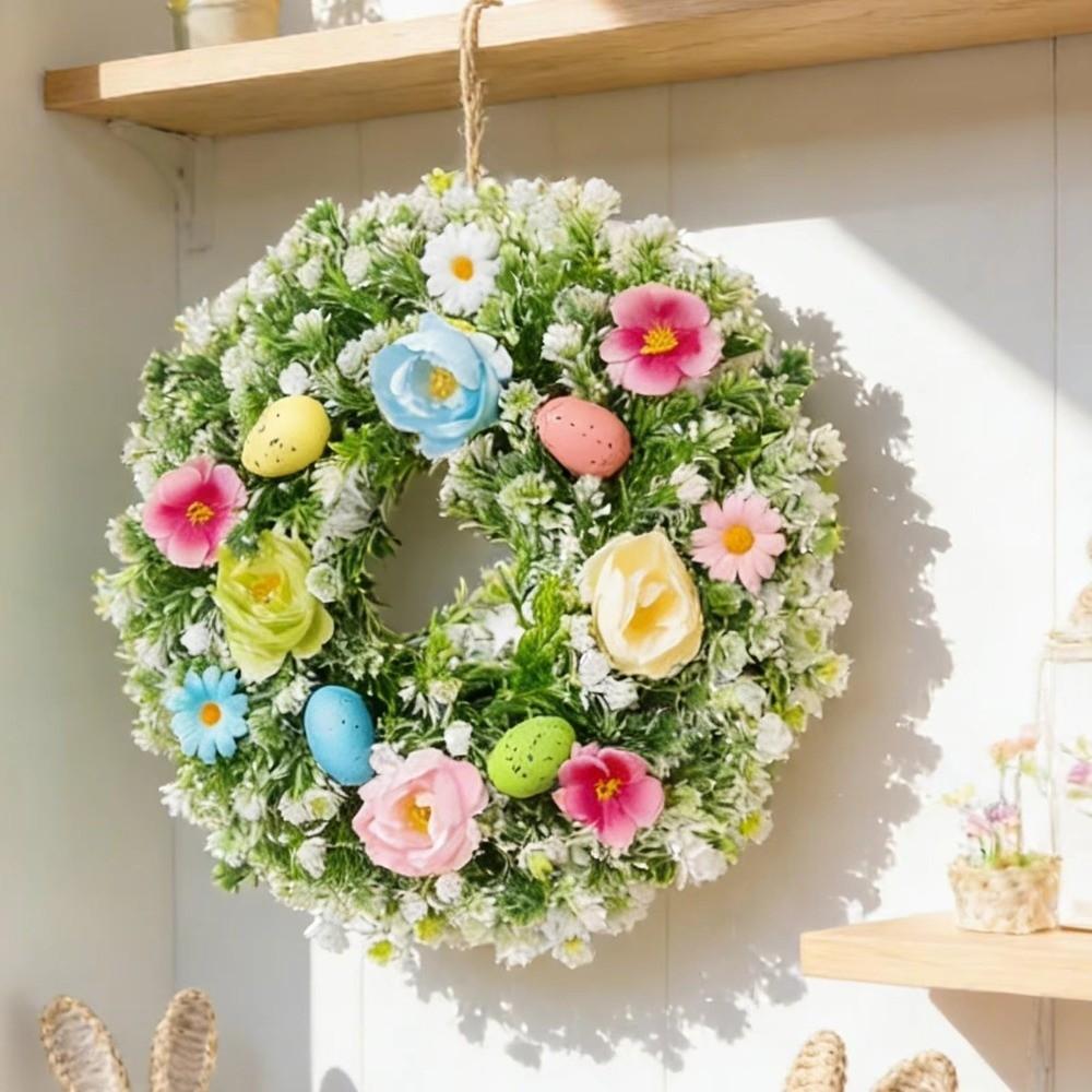 Plastic Easter Decoration Wreath Simulated Plant Spring Floral Wreath  Garden Yard