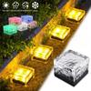 Solar Powered Ice Cube Lamp Glass Brick Landscape Square Glass Outdoor Road Courtyard Garden Decoration