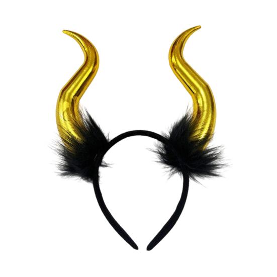 Halloween Teufelshörner Plüsch Stirnband Cosplay Gothic Haarreif Verkleidungszubehör Party-Outfits Stirnband