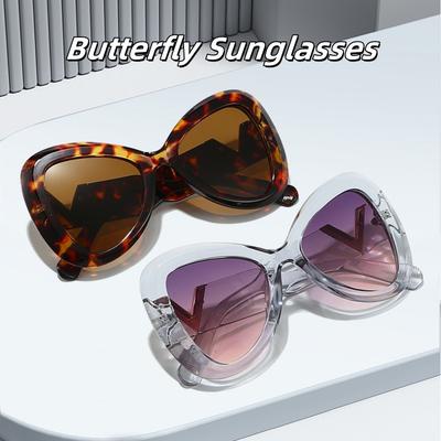 Nouvelles Lunettes de Soleil Papillon Mode Grande Monture pour Femmes Personnalisées en Forme de V Résistantes aux UV Lunettes Premium Protection Solaire Extérieure