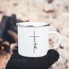 Faith Hope Love Print Christian Creative Enamel Mugs Outdoor Travel Coffee Cup Drink Dessert Milk Vintage Handle Drinkware Gift