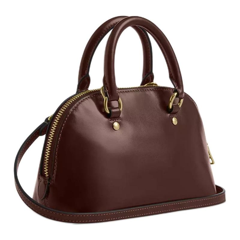 Coach SATCHEL Lara 22 Zipper Closure Silver Hardware Cow Leather Handbag Small Women's Maple Color