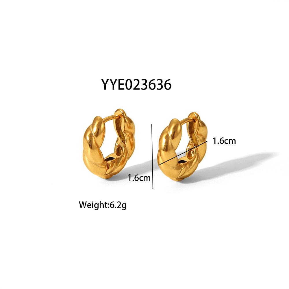 

Европейская и американская мода Легкая роскошь Серьги-кольца из витой проволоки - Нержавеющая сталь, Высококлассные, Универсальный дизайн с застежкой-клипсой, Корейский стиль.